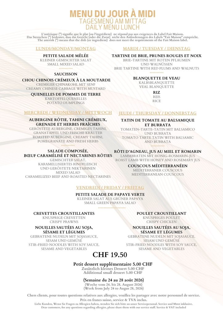 Menu Du Jour Viande 24 28 Août 2026